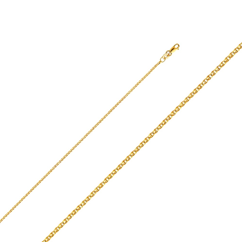 14K Yellow 1.4 mm Flat Open Wheat Chain - 24"